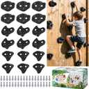 18PCS Climbing Holds for Kids,Large Climbing Holds for Play Set, Rock Wall Climbing Kit with Hardware for Indoor and Outdoor Climbing, Swingset - Adult Rock Wall Holds with Mounting Hardware (Black)