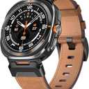 Miimall Leather Band for Samsung Galaxy Watch Ultra 47mm(2025/2024), Premium Full Grain Leather Strap with Metal Connector, Rugged Elegant Replacement Galaxy Watch Ultra Band for Men & Women, Browm