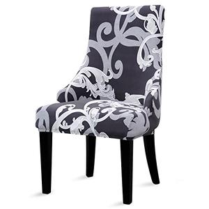 Liykimt Stretch Wingback Side Chair Slipcover-Accent Chair Cover Slipcover with Arm,Washable Upholstered Arm Dining Chair with Nailed Trim Protector for Dining Living Room Set of 1,Black/Gray