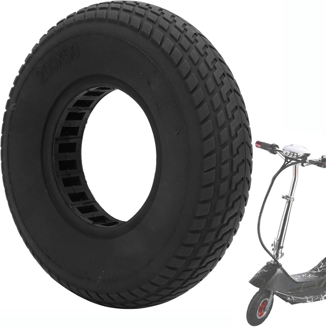 Electric Scooter Tyre,200x50mm ExplosionProof Solid Tyre Rubber Tire Hollow Out Damping for Electric Scooter (Black)