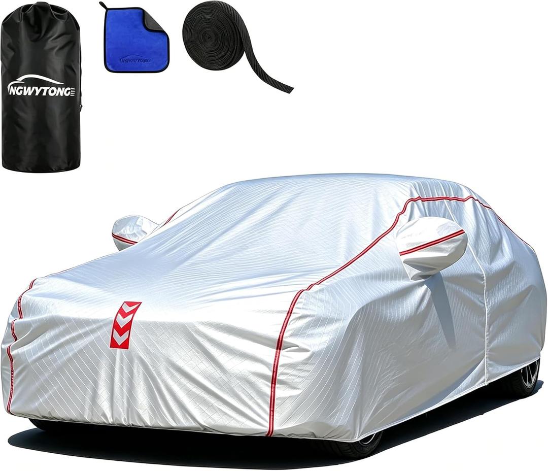 Car Cover, 360 Underbody Wrap Design, All-Weather Waterproof Car Cover, Suitable for Sedans, Vehicle Body Length 186 to 193 in (1Sdean-A2)