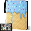 Ice Cream Drip Baseball Card Binder Trading Card Binder Portable Collector Cardholder Baseball Album Case for Boys Sports Game Supplies(Ice Cream,Blue,440 Pocket)