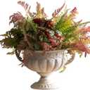 Vintage Urn Planter with Embossed Pattern, Decorative Flower Pot, Classic Round Plant Pot, European Shabby Chic Centerpiece for Mantel, Table, Entryway or Living Room Decor13.6 * 11.9 * 8.5 in