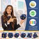 Arrowbash 6 Pcs Jumbo Polyhedra Dice 3.94 Inch Jumbo Foam Polyhedral Dice 6 Set 4, 6, 8, 10, 12 Sides Gifts for Games Teach Numbers Addition Subtraction Probability Learning(Starry Sky Blue)
