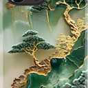 for iPhone 15 Pro Case - Wireless Charging Compatible - Dual-Layer Hard Shell + Silicone Cover - Shockproof Protective Phone Case with Stylish Designs for Women - Gold Inlaid Jade Carving