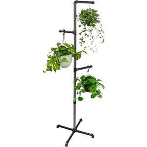 Hanging Plant Stand, Plant Hanger Indoor, Corner Hanging Plant Stand, Black Metal Holder for Bedroom, Living Room, Garden, Balcony