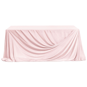 Ling's moment Powder Pink Velvet-Like Tablecloth 9Ft x 11Ft Table Cloth | Wedding Table Cloths Fit 4ft/6ft Rectangular/Round Tables for Sweetheart Table Decorations, Wedding Reception, Bridal Shower