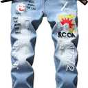 Ylingjun Ripped Jeans for Mens Slim Fit Stretch Skinny Jeans (28, #2 Light Blue)