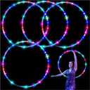 4Pack LED Hoop Dance Exercise Light Up Hoop for Kids Adults Children, 36in24in Fitness Equipment Weight Loss Auto Color Changing Strobe Glow Light (4pcs--36inch)
