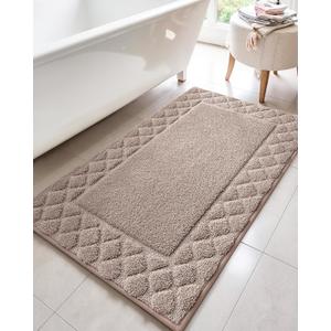Color&Geomety Brown Bathroom Rugs, Ultra Soft Plush Bathroom Mat Super Absorbent Microfiber Fabric, 17"x30", Washable, Non Slip Bath mats for Outside Shower, Tub, Home Decor (1'5" x 2'6" (Rectangular))