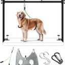 Dog Grooming Arm for Table, L Size, Adjustable 42" Height & 31"43" Width, H-Shape Stable Grooming Stand, Clamp Fits up to 2.76", with Hammock & 2 Nooses for Home Grooming & Nail Trimming