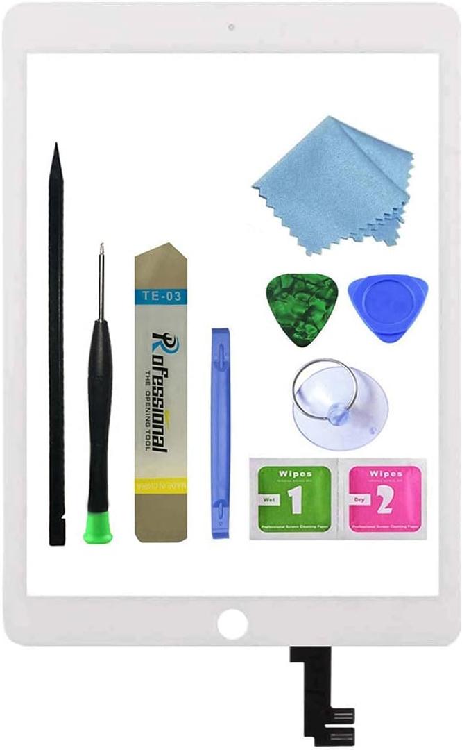 for White iPad Air 2 2nd Generation Touch Screen Digitizer Glass Replacement Modle A1566 1567 with Adhesive+Tool Repair Kit (Only for Professional Person,Not Include LCD)
