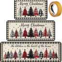 Bencailor 3 Pieces Christmas Kitchen Rugs Set Non Slip Washable Kitchen Mats Buffalo Plaid Anti Fatigue Welcome Door Mat Floor Rugs Absorbent for Home Laundry Living Room and Hallway(Multicolor) (Black and White)