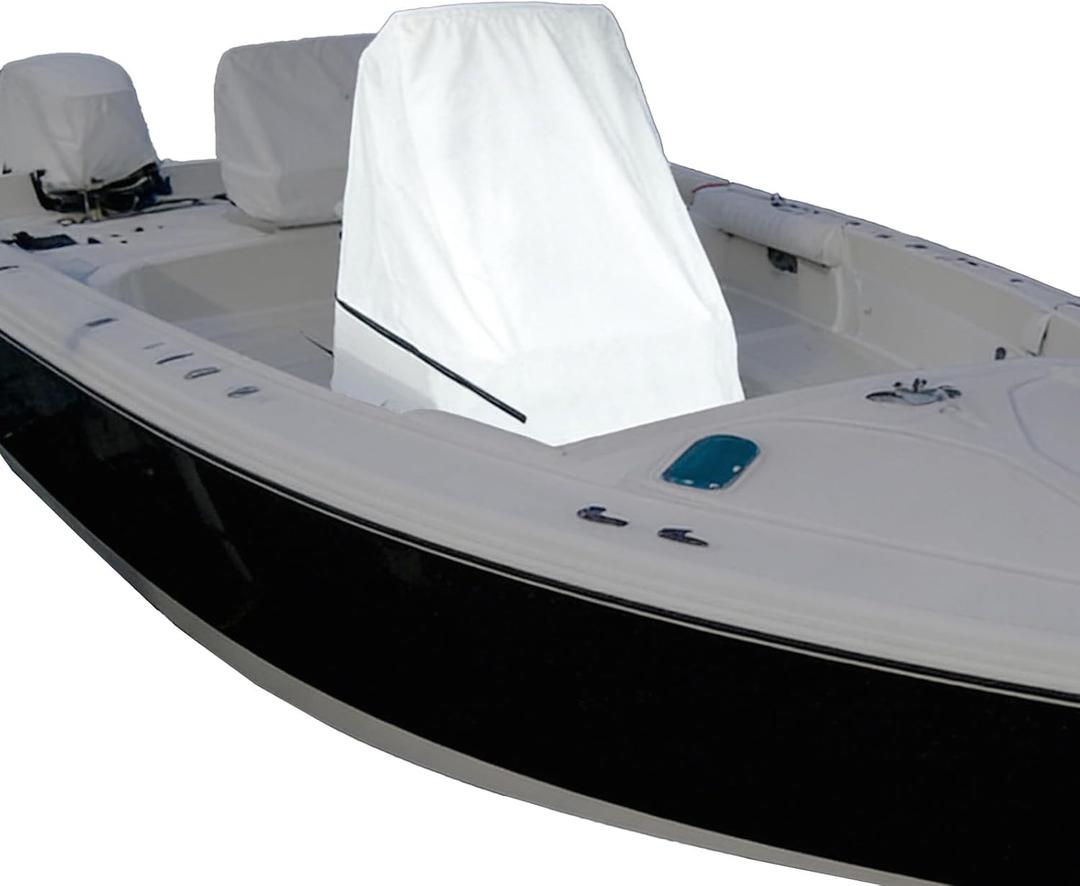 Center Console Boat Cover UPF 50+, 420D Waterproof Boat Cover, Center Console Cover with Windproof Straps, Silver(Large Size up to 40" L 46" W 45" H)