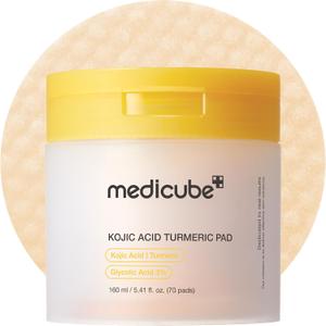 medicube Toner Pads Kojic Acid Turmeric Clarifying Toner Pad for Troubled Skin & Use After Spot Care, Soothing with Kojic Acid, Turmeric, Niacinamide, Glycolic Acid, Korean Skin Care, 70 Pads (Pack of 1)