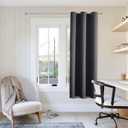 ChrisDowa Small Window Curtains 50 inches Long for Bedroom - Grommet Short Thermal Insulated Room Darkening Curtains for Kitchen (1 Panel, Dark Grey, 29 x 50 Inch)