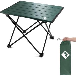 VILLEY Portable Camping Side Table, Ultralight Aluminum Folding Beach Table with Carry Bag for Outdoor Cooking, Picnic, Camp, Boat, Travel (Large 24'', Green)