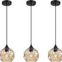 Emliviar 3 Pack Amber Hanging Lamps DYE287G2-MIL BK Bundle with 4-Pack A19 LED Bulbs