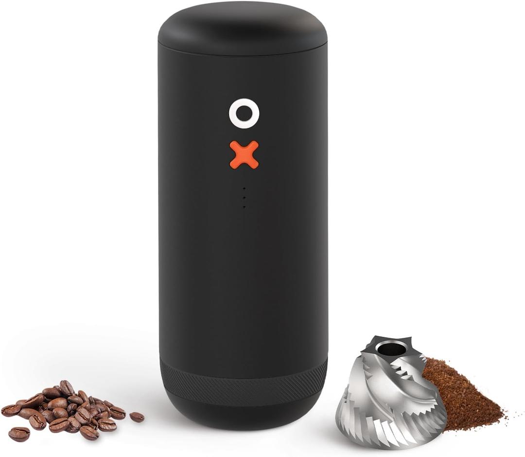 Nuttii Burr Coffee Grinder Electric, Portable, Small, Quiet Adjustable Conical Burr Coffee Bean Mill, 20 Grind Settings for Espresso, Pour-Over, French Press Moka, for Home Travel Use (Matte Black)