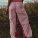 PEIHOT Low Rise Striped Pants for Women Pull On Drawstring Boho Wide Leg Jeans Trendy 2026 (Red, XL)