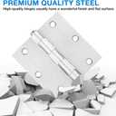 18 Pack Brushed Nickel 3.5 Inch Door Hinge for Doors Interior Door Hinges Bathroom Pantry Bedroom Satin Nickel Door Hinges 3 1/2" Sliver Hinges Removable 3-1/2 Square Hinges Hardware