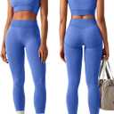 OLCHEE Womens Workout Sets 2 Piece Seamless Square Neck Sports Bra Padded Butt Lifting Leggings High Waist Yoga Gym Outfits (Blue, M)