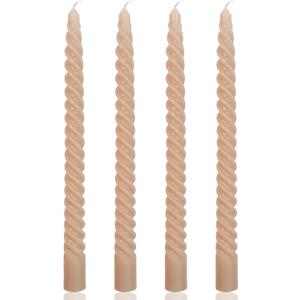 Light-Mocha Spiral Taper Candles for Home Decoration, 4 Pack 10 Inch Candlesticks for Dinner Party Holiday Birthday Celebration, Dripless and Smokeless