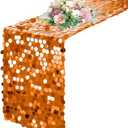 Pufogu 12 "x 108" Sequin Table Runner, Orange Glitter Premium Big Sequin Table Runner, Rectangle Table Runners for Halloween, Christmas, Wedding Party, Birthday Party, Banquet Decor (1 Pack)., 12"x108" 1PCS