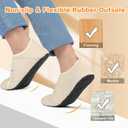 Besroad House Slippers for Women Men Comfy Barefoot Slippers Sock Furry Slip On House Shoes with Soft Rubber Sole for Bedroom Home Travel Yoga (8-9 Women/6.5-7.5 Men, Beige)