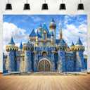 7X5ft Medieval Castle Backdrop Decoration Blue Gothic Castle Wall Photography Backdrops Knight Party Decorations for Baby Shower Kids Prince Girls Birthday Party Photo Backdrop Background Decoration