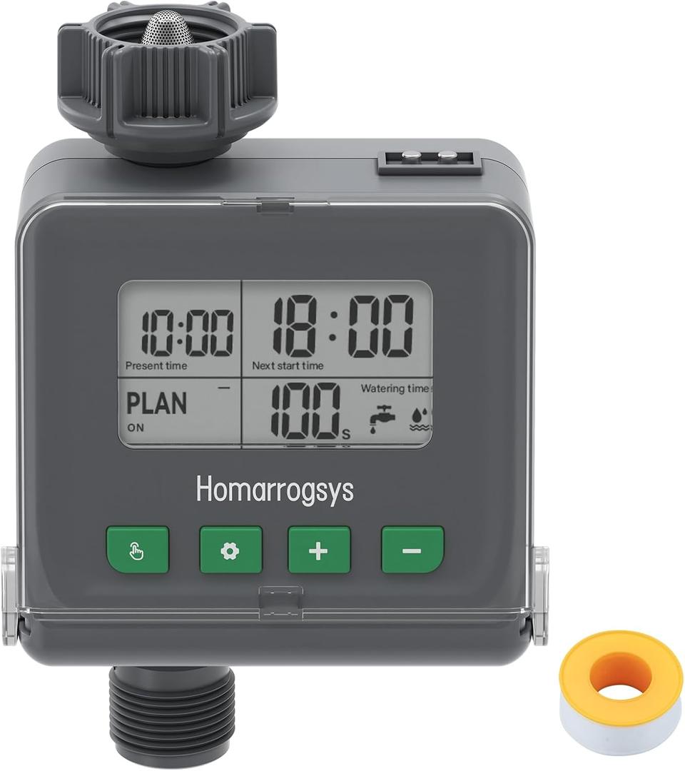 Hose Water Timer, Digital Irrigation Sprinkler Timer with Rain Delay/Manual Watering System for Garden/Outdoor Hose, Yard, Lawns, Gray, ITV112-V1