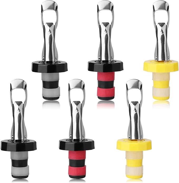 6pcs Reusable Wine Stoppers, Silicone Vacuum Bottle Stopper,Expanding Manual Beverage Bottle Stopper,Wine Bottle Airtight Seal Cork