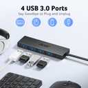 Acer USB Hub 4 Ports, Multiple USB 3.0 Hub, USBA Splitter for Laptop with Type C Power Port, Extender for A Port Laptop, PC, Desktop and More (2ft)