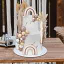 Roshtia 54 Pcs Boho Wedding Cake Toppers Rustic Bridal Shower Cake Topper Decorations Rainbow Pampas Grass Dried Flower Decor for Engagement Anniversary Party Wedding Birthday Party Supplies