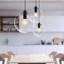 E27 Industrial Clear Glass Globe Shade Pendant Lighting Modern Kitchen LOFT Hanging Light Lamp (25cm)