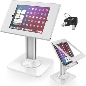 AboveTEK Anti-Theft iPad Kiosk Stand  POS iPad Security Stand & Locking Tablet Stand  Heavy Duty Base, 360 Swivel, 75 Tilt Bracket  Retail Business for iPad/iPad Air/iPad Pro (White)