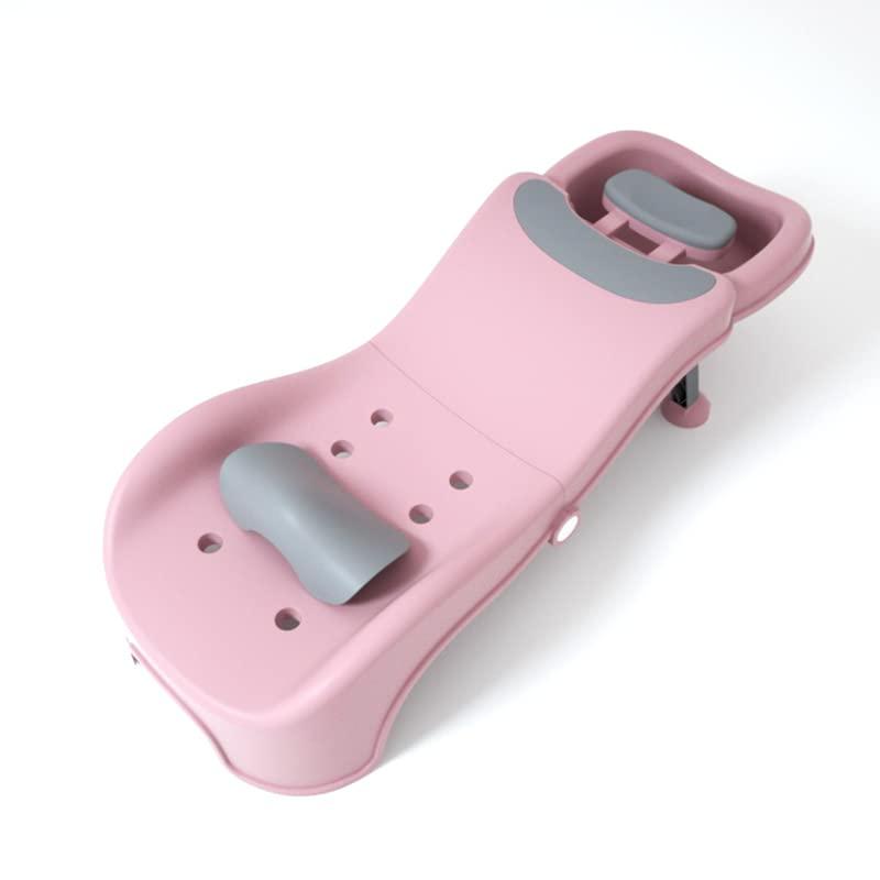 Adjustable Children Shampoo Chair for 3-10 Year Old Bathing Seat Tub Collapsible with Prevent Wet Clothes Design (Pink-Basin)