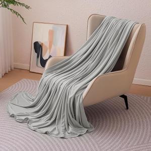 Amazon Basics Cooling Blanket for Hot Sleepers, Reversible Lightweight Thin Throw Blanket for Bed, Couch and Sofa, Throw (50" x 70"), Cyan