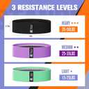 Booty & Resistance Bands – 3 Level Non-Slip Fabric Exercise Bands for Legs & Glutes, Women & Men, Squats, Hip Thigh Training, Yoga, Pilates, Home Workout