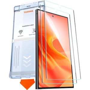 TORRAS Top-Notch Diamond Shield for Galaxy S24 Ultra Screen Protector [9H+ Durable Military-Grade Protection] 0.04s Fingerprint Unlock Bubble Free Aerospace Grade Tempered Glass, 2 Packs 6.8 Inch