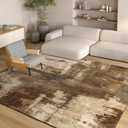 Kelarea Living Room Rug, 5x7 Rug Modern Abstract Washable Rugs Brown Foldable Faux Wool Vintage Carpets, Non Slip Rug for Bedroom, Dining Room, College Dorm, Kids Playroom, Home Office