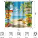 Tropical Beach Shower Curtain for Bathroom Palm Trees Coastal Nautical Seaside Ocean Shower Curtain Fabric Waterproof with 12 Hooks 72 x 72 Inch