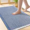 Smiry Waffle Bath Mat 24x17, Extra Soft Absorbent Bathroom Rugs, Non Slip Machine Washable Quick Dry Bath Rugs for Bathroom Floor, Tub, Shower, Home Decor Accessories, Blue & Cream
