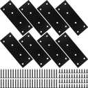 Mending Plate, Metal Steel Flat Straight Brace Bracket, Black Double-Wide Joining Plate for Wood Furniture Fastening & Fixing with 2 Sets of Screws of Different Lengths(48x128mm, 8 Pack)