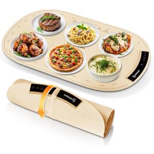 IGREEN Food Warming Mat Portable Electric Warming Tray, Rollable Silicone Heating Pad with 3 Heat Settings & Auto Shut-Off Buffet & Kitchen Food Warmer for Parties, Family Meals & Everyday Use