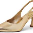 Elisabet Tang Women's Kitten Heel Slingback Low Pumps 3 Inches Stiletto Pointed Closed Toe Elegant Dressy Bridal Wedding Party Shoes (8, Gold)