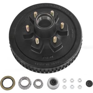 12" x 2" Trailer Brake Drum Kit 6 on 5.5" Replacement for 5200-6000 LBS Axle Hub Heavy Duty 6 Bolt Trailer Brake Hub Drum Assembly 1/2"-20 Drums Replace 008-201-09, 42656-22003K