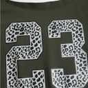 WDIRARA Women's Jersey Shirts Leopard Number Graphic Off the Shoulder Sweatshirt Crop Tops (XS)
