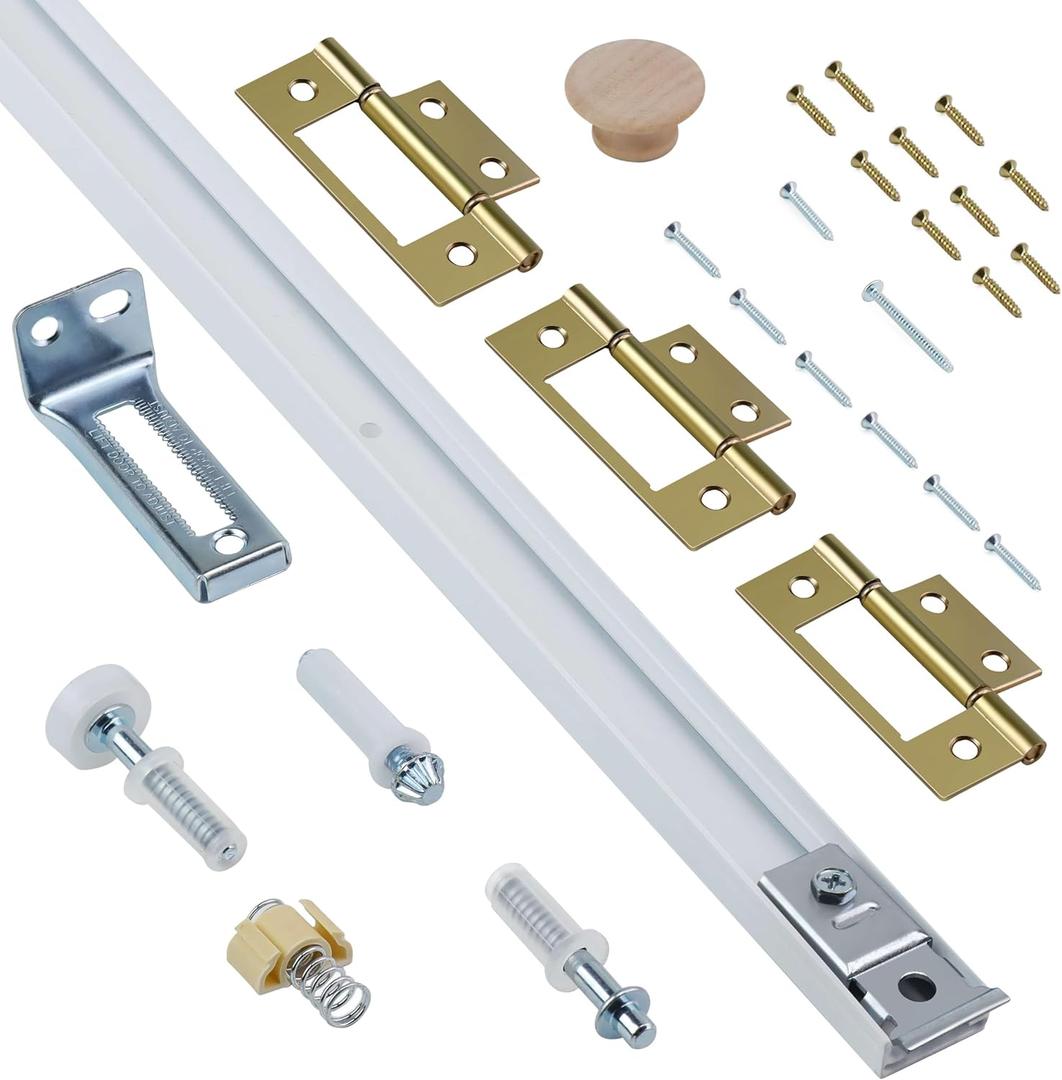 Bifold Door Hardware Kit, 30-Inch Bi-fold Closet Door Track Kit Bifold Closet Door Hardware Kit Folding Door Hardware Repair Replacement Tool Kit