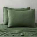 Atlinia Linen Pillow Cases King Shams 20 x 36 Inch Green